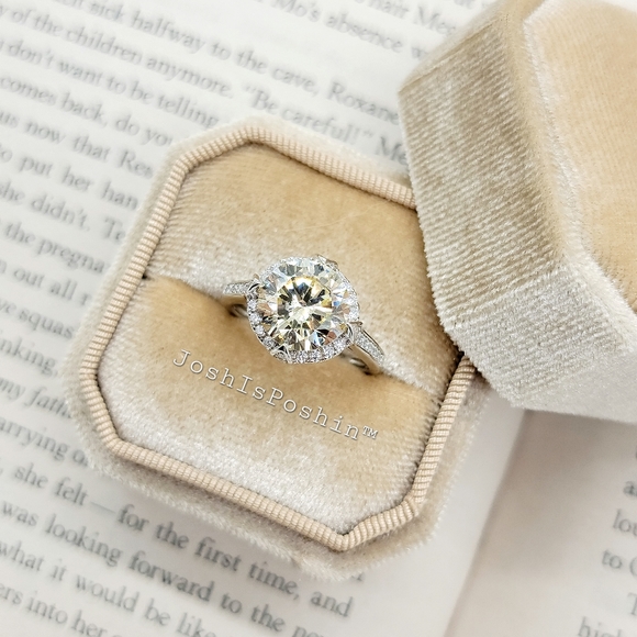 3.55CT Canary yellow halo diamond ring in sterling silver - Picture 4 of 10